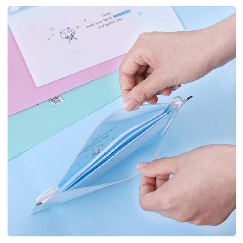 Estuche Portátil con Dibujos Animados para Almacenamiento de Artículos, Bolsa Impermeable, Antipolvo, con Cremallera, con Estampado Translúcidos para Guardar Mascarillas y Lápices,
