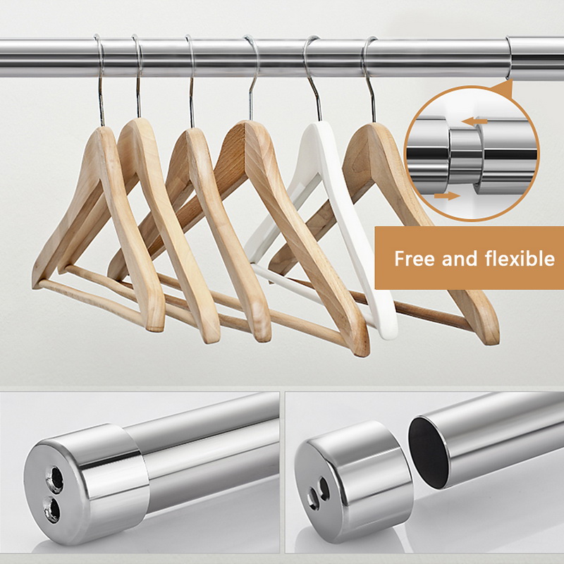 1pc rustfrit stål badeforhæng ploes udtrækkeligt fast hængestang justerbar fjederspændestangskinne til tøjhåndklæder