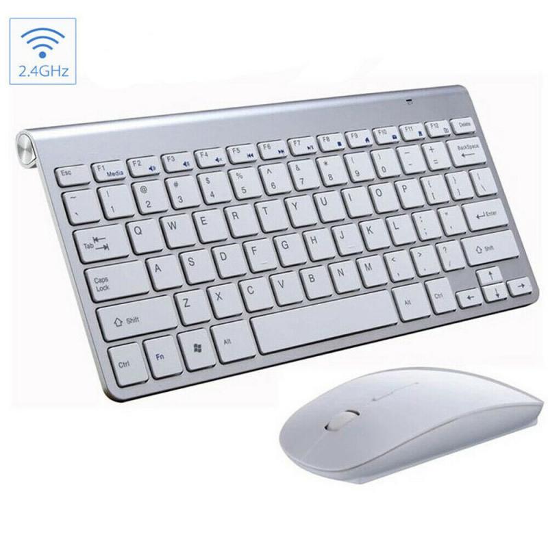 2.4G Draadloze Toetsenbord En Muis Mini Multimedia Toetsenbord Muis Combo Set Voor Notebook Laptop Desktop Pc Kantoorbenodigdheden: silver