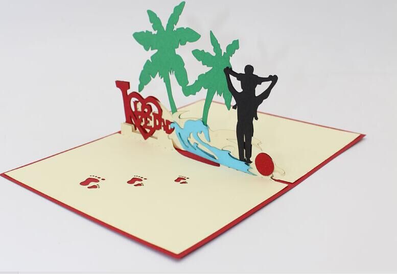 20pcs 3D pop up card teacher's day tree festival greeting card folding student Thanksgiving card teacher thank you card postcard: Father s Day B