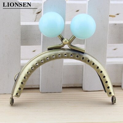 LIONSEN 8.5cm duże koraliki antyczny brąz metalowy uchwyt do torebki do torby sprzęgła akcesoria torebkowe dokonywanie pocałunek blokada zapięcia: Light Blue