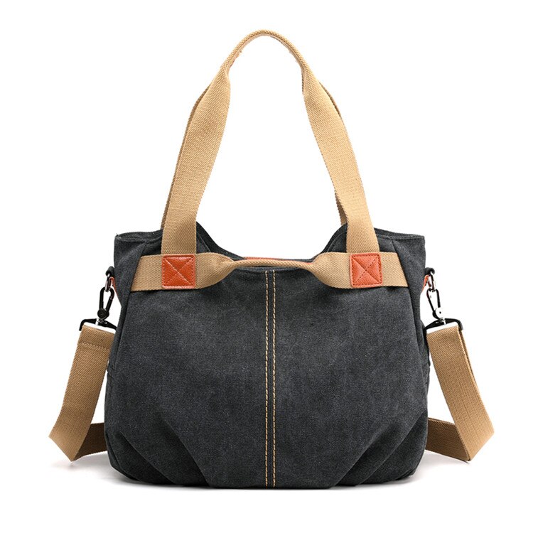 13 kleuren Mode Vrouwen Canvas Handtassen Messenger Tassen Vrouwelijke schoudertassen Dames Crossbody Tote Bag Bolsas: Black