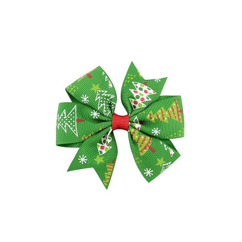 12 stks/partij 3 "Zwaluwstaart Grosgrain Bloemen Lint Bows met Clip Kinderen Meisjes Organza Hair Bows Voor Kerst Dag Haar accessoires