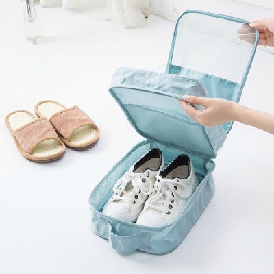 Sac à chaussures étanche en Nylon de couleur unie, sacs à chaussures, sacs de voyage, sac de rangement Portable à Double couche, sac de rangement sec et humide