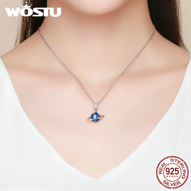 WOSTU Top 925 Sterling Silver Shiny Star Not round Beads Charm Fit Bracelet Necklace Pendant Original Jewelry CQC933