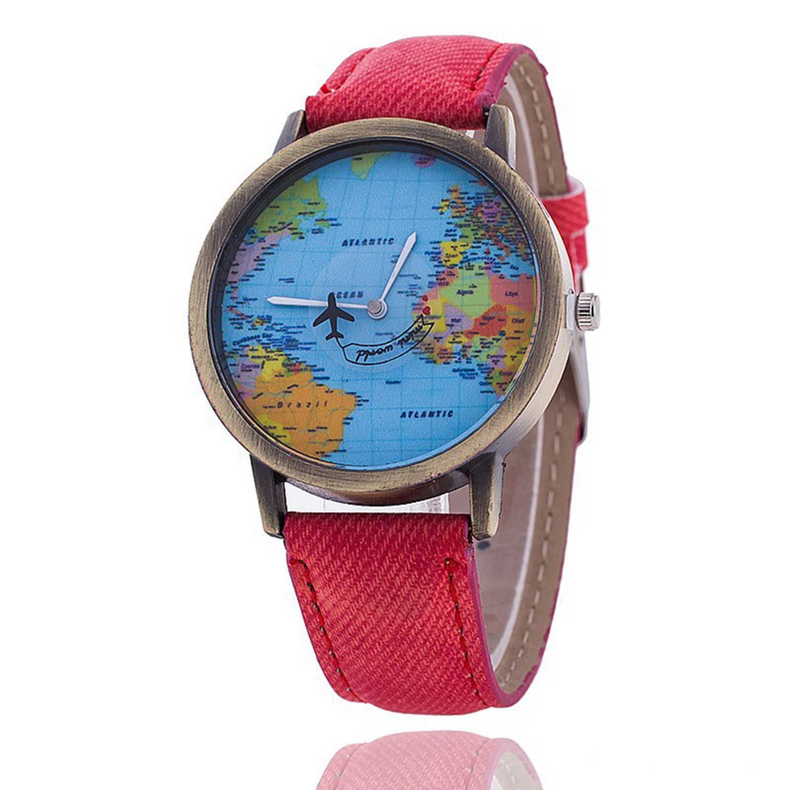 Retro Unisex Horloges Vliegtuig Kaart Horloge Creatieve Vrouwen En Mannen Quartz Horloge Klok