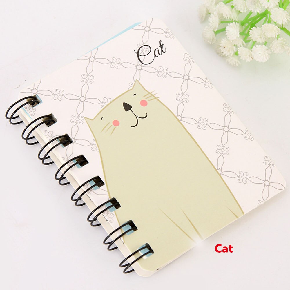 1 Pcs Notebook Creatieve Schattige Dieren Cartoon Rollover Spoel Notebook Flanner Tijdschrift Agenda Dagboek Schetsboek: cat