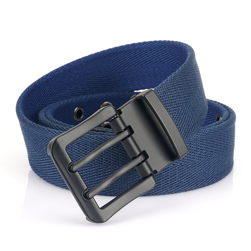 Vintage Reversible Belt For Men Double Needle Alloy Buckle Soft Tough Canvas Belt 38mm Adjustable Work Girdle Male Accessories: Blue
