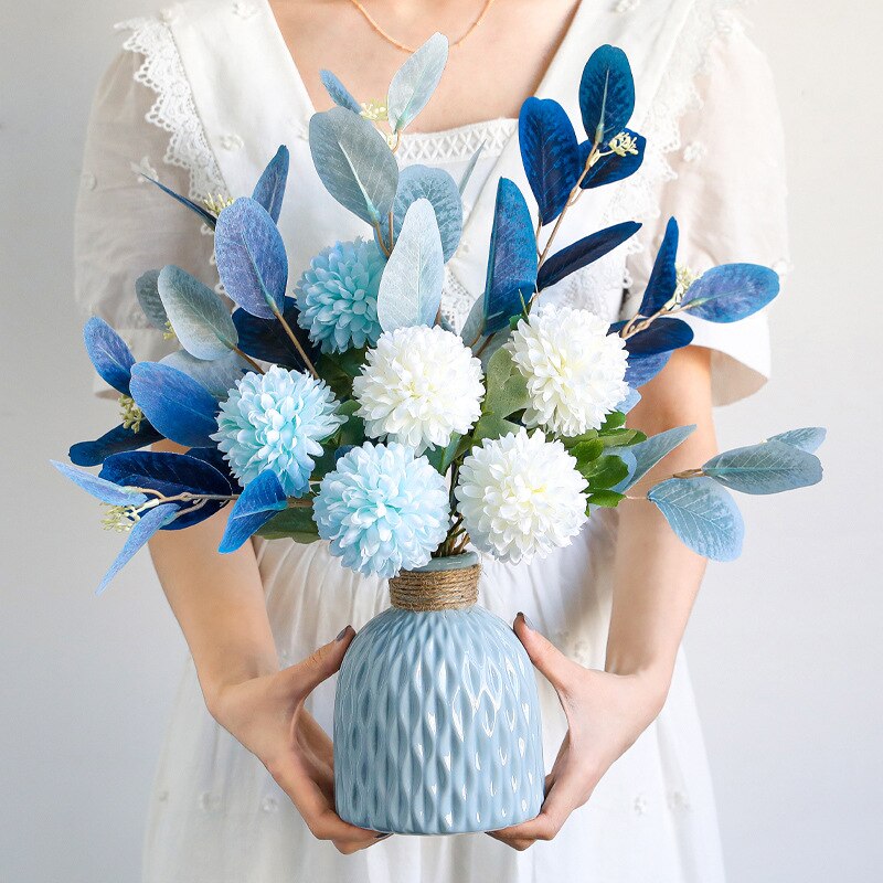 Eucalyptus Bloem Boeket Decoratie Bal Chrysant Zijde Plastic Gemengde Boeket Familie Bruiloft Decoratie Woonkamer Layout