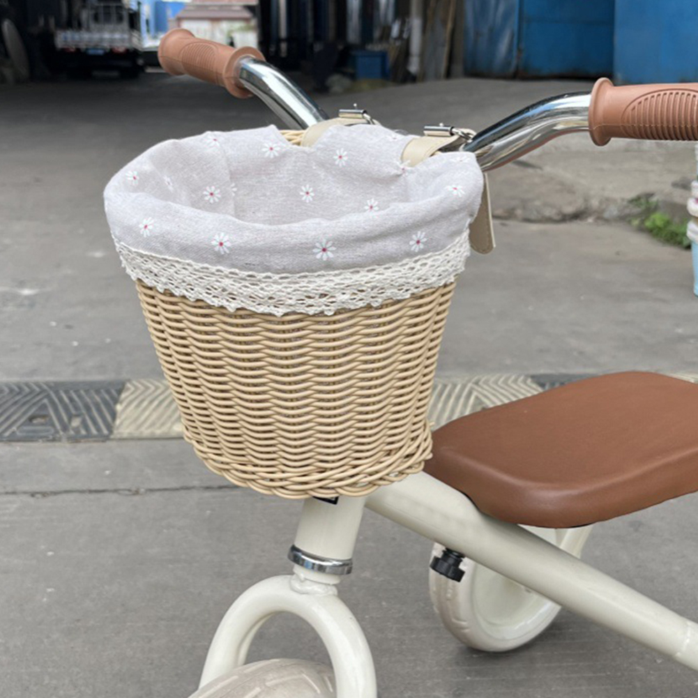 Panier avant de vélo avec doublure, panier de guidon de cyclisme, sangles en cuir réglables, panier de Tricycle pour vélo, Scooter, pour les déplacements quotidiens