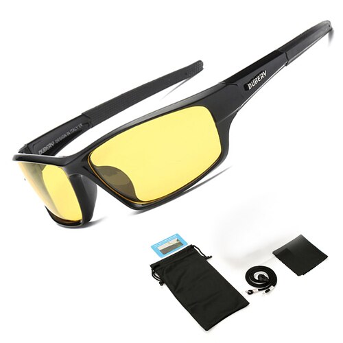 Polariserede fiskeri solbriller mænd kvinder fiskebriller camping vandre kørsel cykel briller sport cykel briller  uv400: Gul med taske
