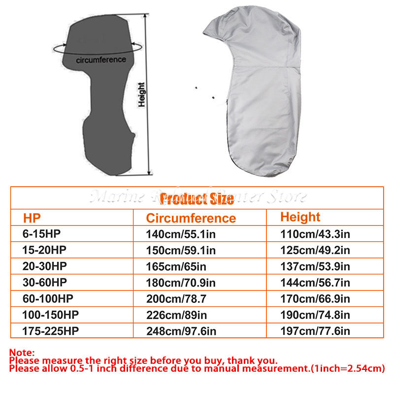 600D Grey Waterproof 6-225HP Full Outboard Motor Engine Boat Cover Anti-scratch Heavy Duty Outboard Engine Protector