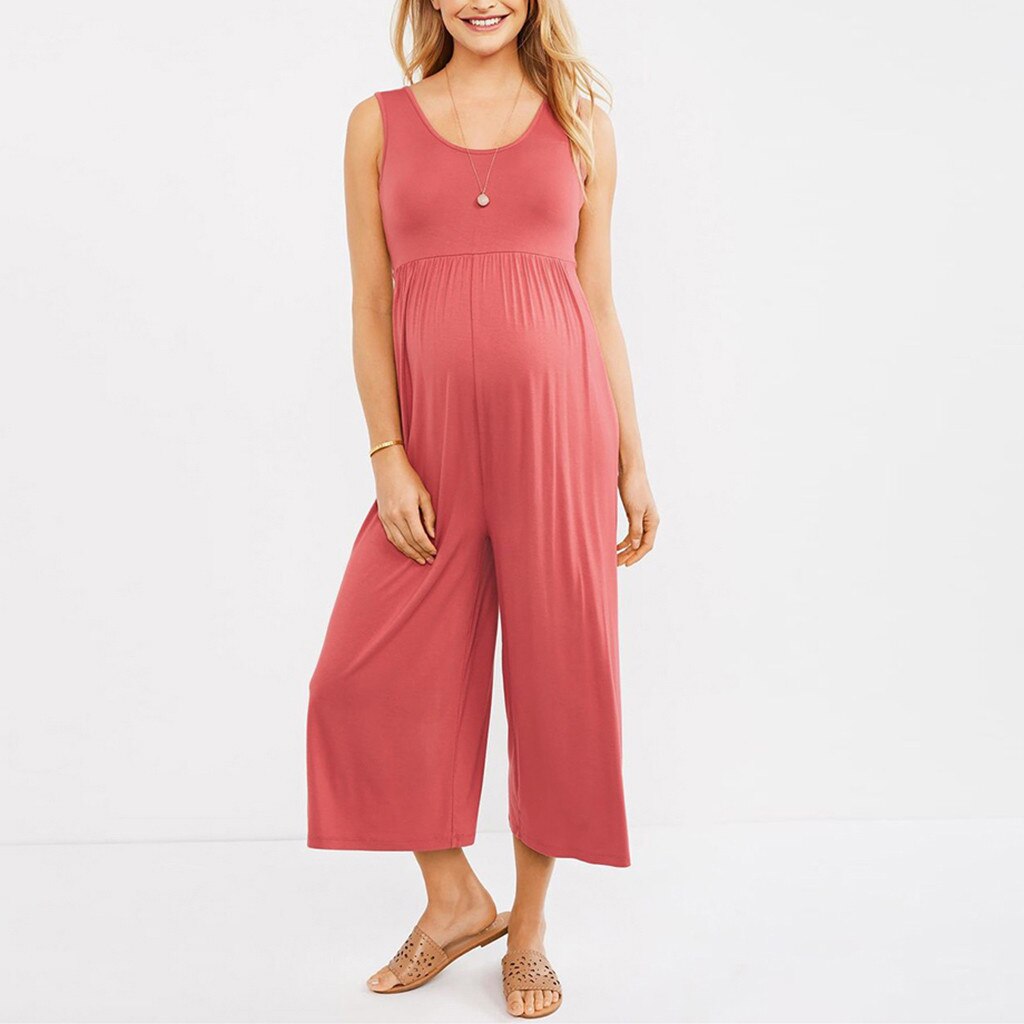 Pregnancy Clothes Women Sleeveless Maternity Pants Solid Ladies Summer Jumpsuit Rompers Clothing for Pregnant Nursing Clothes