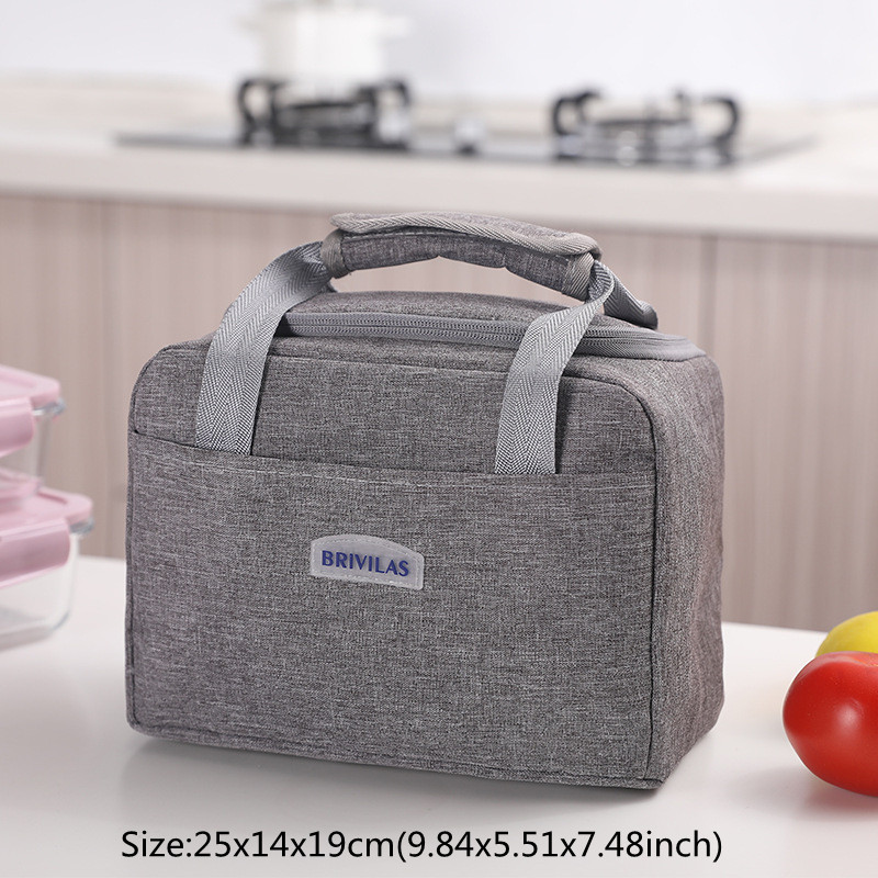 Przenośna torba na Lunch torebka termiczna na żywność dla biura wodoodporna torba dziecięca Bento Cooler Camping piknik na owoce: C Gray