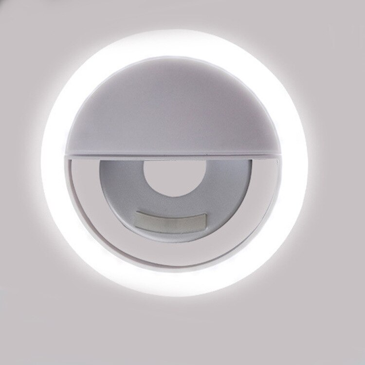 36 led selfie lys telefon blits lys led kamera clip-on mobiltelefon selfie ring lys video lys forbedrer selfie lampe: Batteri hvitt
