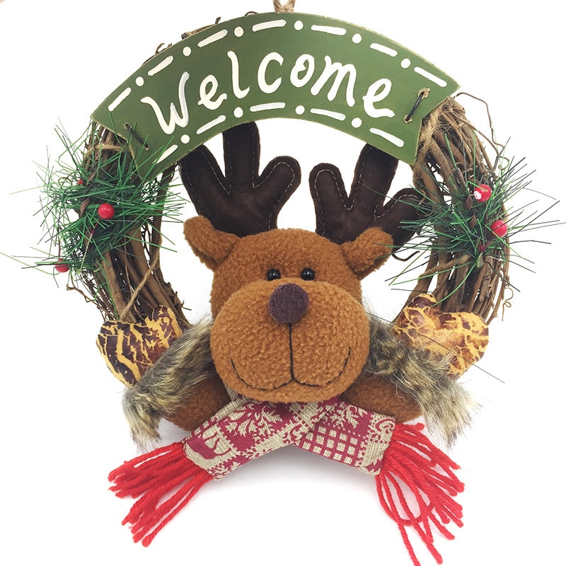 Kerst Garland Kerstman Elanden Sneeuwpop Krans Muur Opknoping Deur Decoraties Vrolijk Kerstfeest Decor Voor Thuis Gelukkig Yea