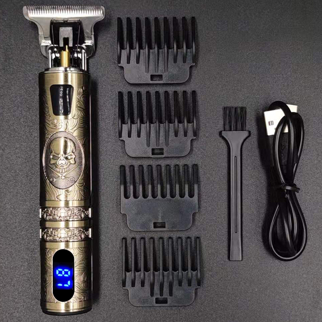 Elektrisk hårklippemaskin #39 menn oppladbare hårklippere for skjeggtrimmere utskåret elektrisk barbermaskin barber 5: Hodeskalle lcd