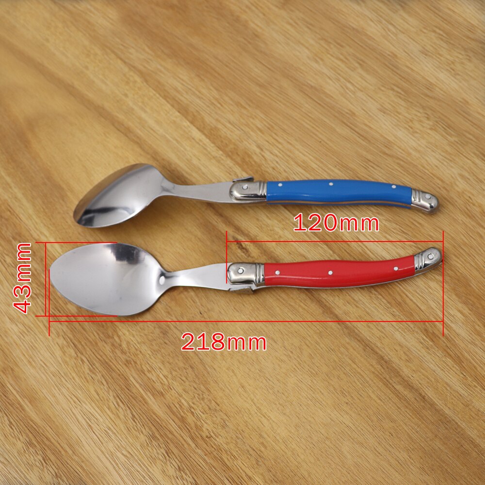 6pcs 8.5inch Stainless Steel Laguiole Dinner Spoon Big Large Tablespoon set Rainbow Handle Soup Scoop Multi Color Cutlery Cafe