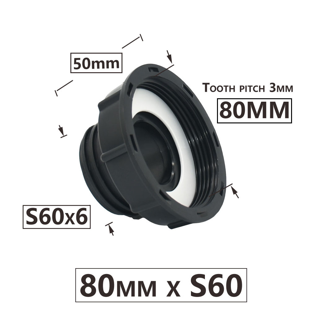 IBC Tank Adapter S60 To 1.5" 2" 63/75/80/100mm Male Female Thread Connector Water Tap Connectors Replace Ment Fittings Coupler: Silver