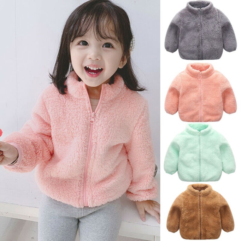 Winter Meisjes Pluche Warme Jas Fleece Warm Pageant Party Warme Jas Snowsuit 1-5Y Baby Zip Up Jas Bovenkleding kid Kleding