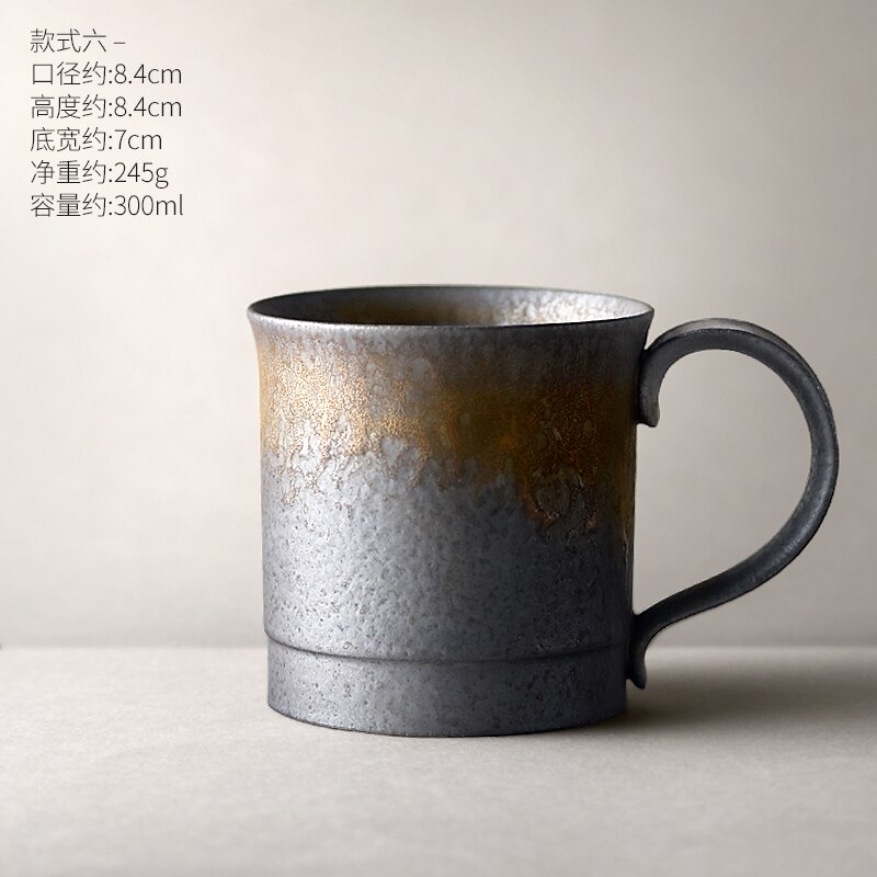 Japanska porslin tekoppar retro kaffekopp vintage hushållsvatten kopp mugg svart tazas de ceramica creativas latte kopp tekopp: Stil 6