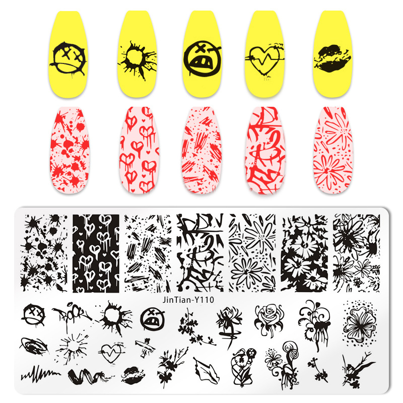 Kant Patroon Nail Art Stempelen Platen Hawaiian Style Eenvoudige Stempelen Platen Bloem Blad Nagels Printing Templates: JinTian-Y110