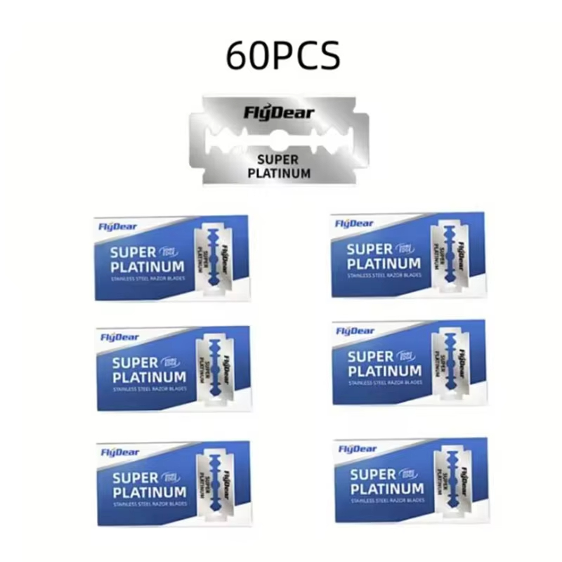 100 kpl -10 kpl ruostumattomasta teräksestä valmistettua turvapartahöylää, kaksiteräiset partakoneet miesten parturi- ja parranajokarvanpoistoon: Valkoinen