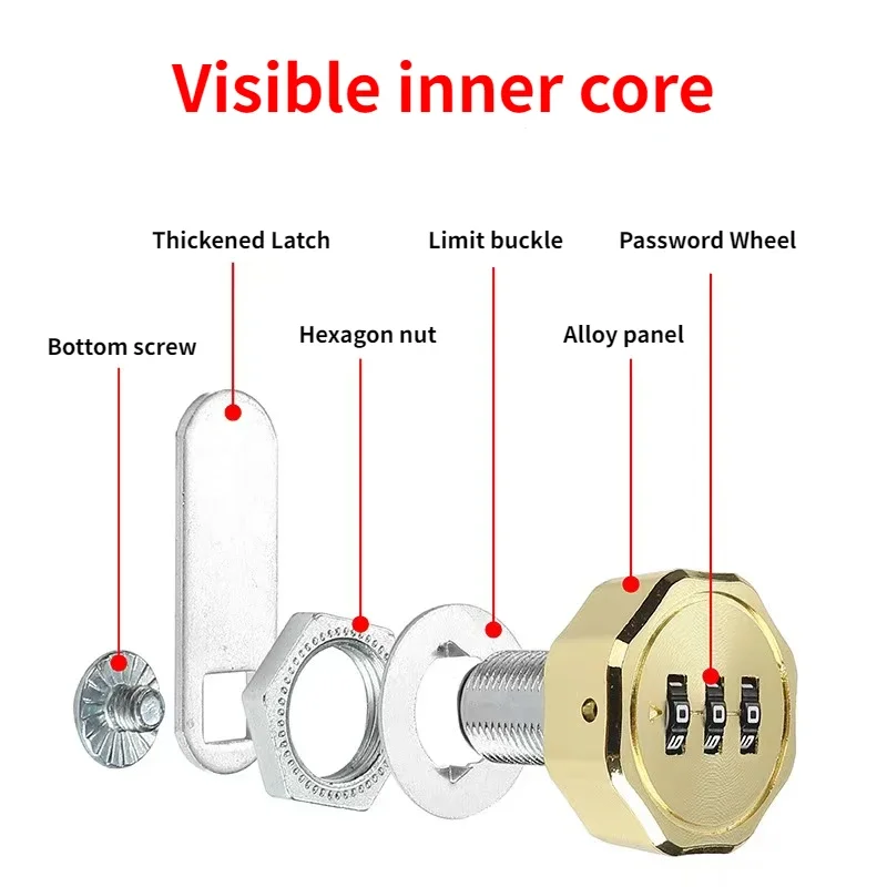 1PCS Password Cabinet Lock Zinc Alloy Password Locks Security Home Automation Cam Lock For Mailbox Cabinet Door 16/30mm