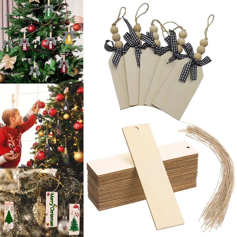 1-10 Taschen Weihnachten Holz Ornamente Strumpf DIY Rustikale Bauernhaus Hängen Holz Scheibe Stichworte Anhänger Kreative Wohnkultur