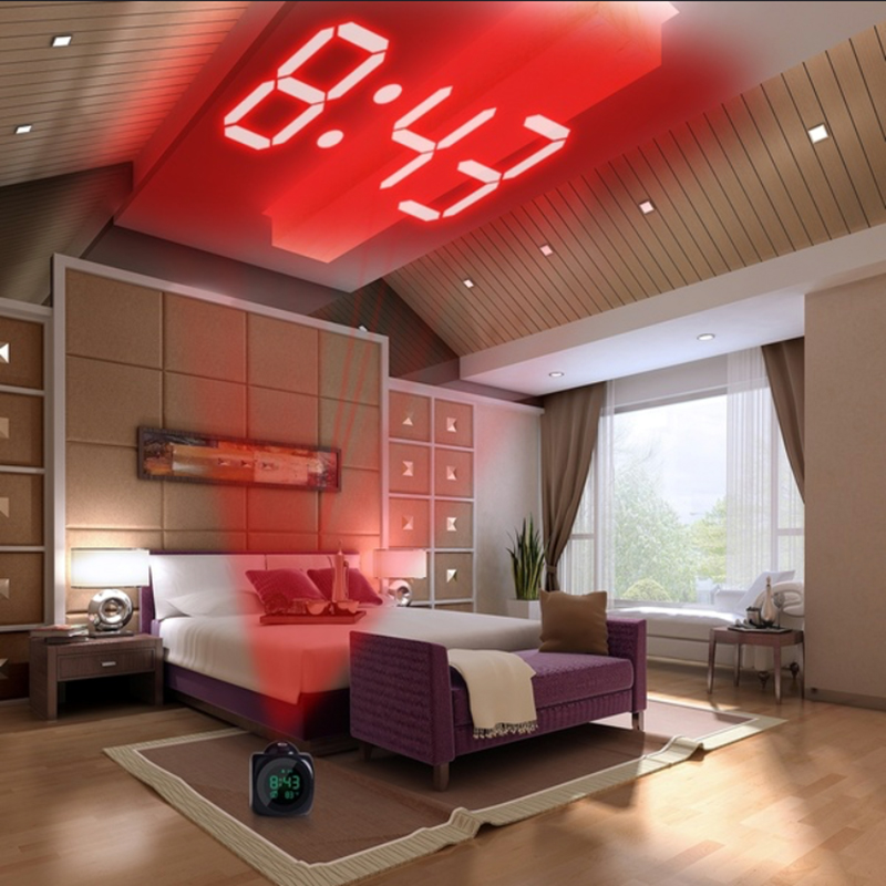 Wekker Nachtlampje Met Projector Lamp Voice Temperatuur Digitale Timer Projectie Op Muur Plafond Voor Thuis Tafeldecoratie
