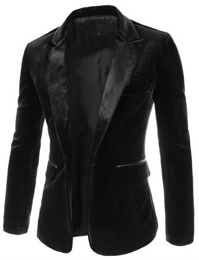 Zogaa höst vinter casual herr kavaj manchester lapptäcke herr företag en knapp slim fit masculino manlig kostym jacka kavaj: Svart / S