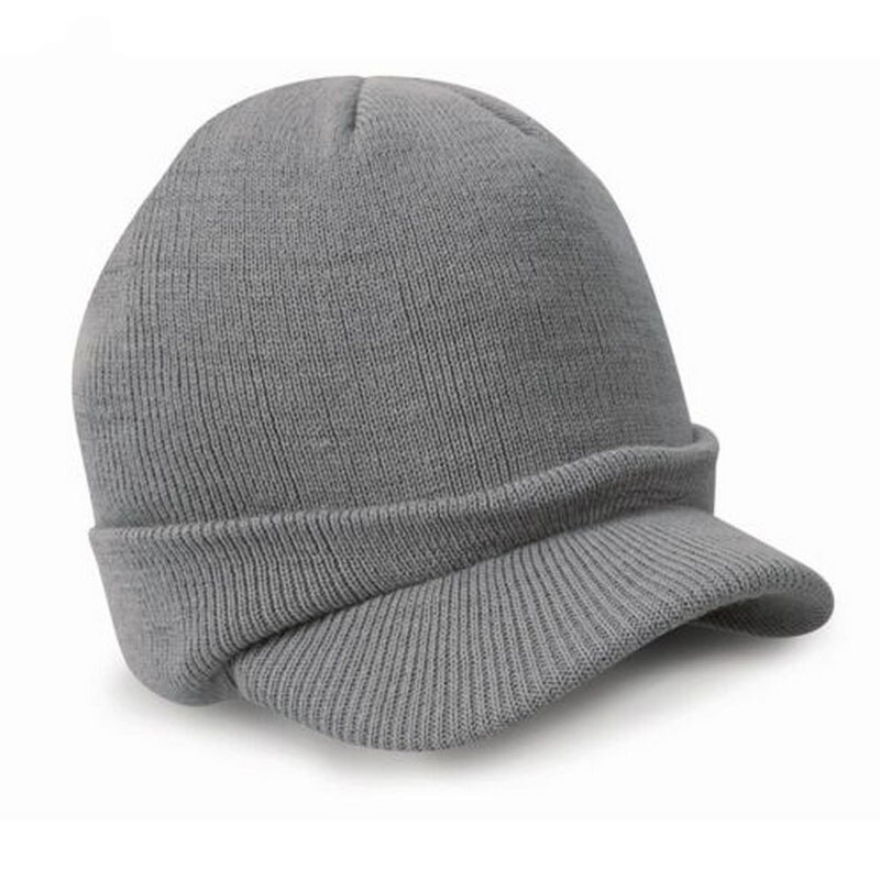 11 Color CoMen Warm Baggy Crochet Visor Brim Beanie Ski Cap Baggy Oversized Knit Skull Hat Sport Peaked Cap: Gray