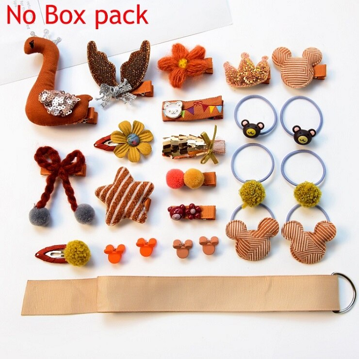18/24 Stks/set Baby Haar Clips Haarband Bows Baby Girl Haaraccessoires Hoofdband Meisjes Chiffon Cartoon Haarspeldjes Elastische Haar band
