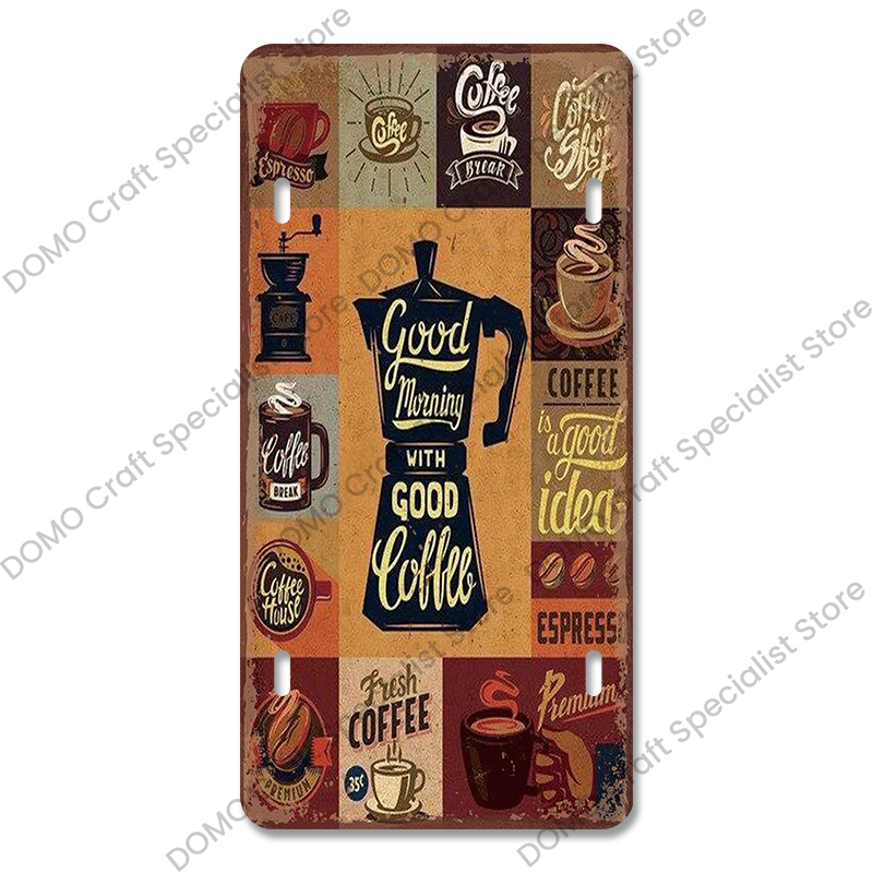 Placa de licencias de café, carteles de hojalata de Metal Vintage, placas de Metal Retro para café, cocina, sala de estar, decoración artística de pared del hogar: Naranja
