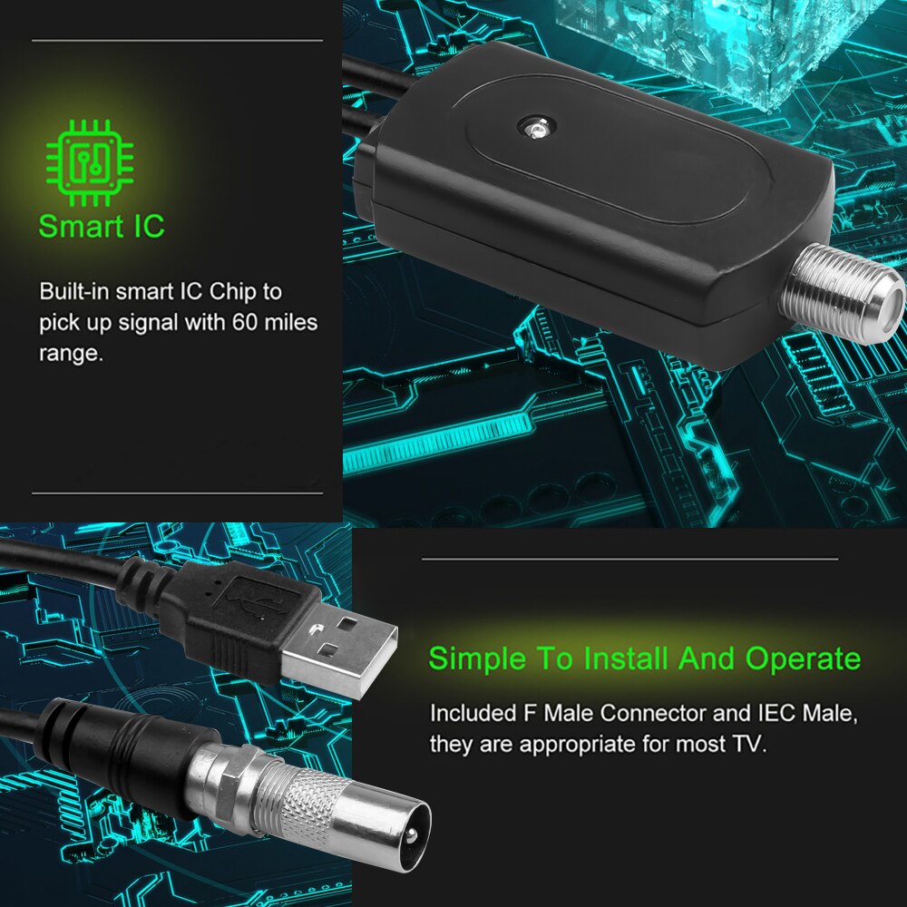 kebidumei 4K 1080P HD TV Antenna Digital Antenna Amplifier Indoor TV Antenna Booster 300 Mile Range HD Indoor HDTV