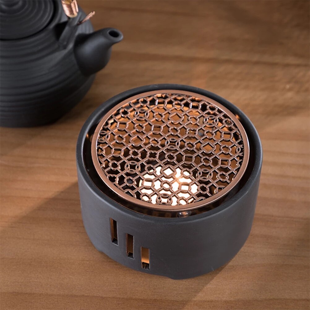 Soporte de vela de cerámica, calentador de té, estufa de té, calentador de leche, soporte de vela con estera sin vela para cafetería casera, 1 ud.