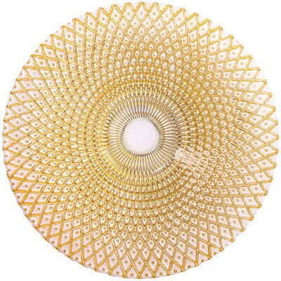 Assiette en verre coloré belle plaque de cuisson de dîner de placage à rayures de luxe assiette à salade en verre plat à gâteau vaisselle ronde assiettes alimentaires: 4