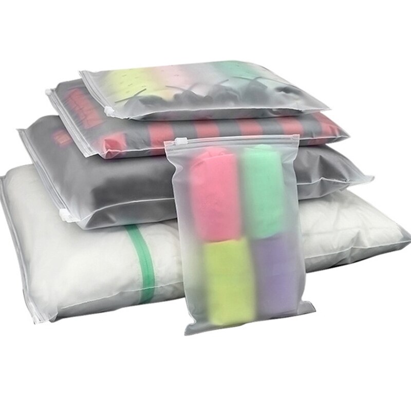 Zip Lock Plastic Bag Transparent Packaging Frosted Pouch Sealing Zipper Organizer Travel Cloth Storage Packing