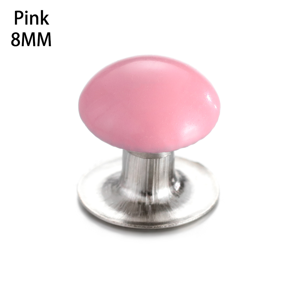 50 sets/pak paddestoel kleding klinknagels diy kleding tas schoenen knutselen decoratie benodigdheden kleding naaien glas boor spijker knoop: Roze -8mm