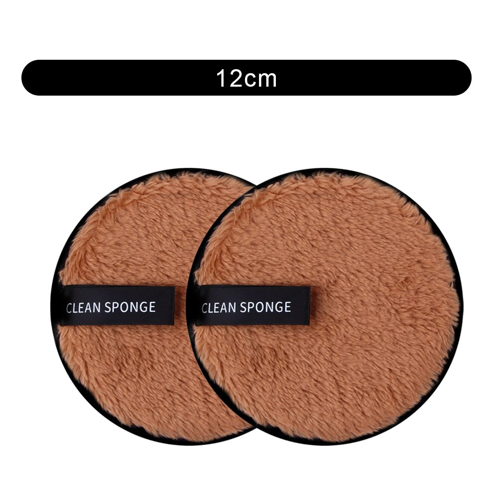1/2Pcs Makeup Remover Pads Microfiber Cloth Pads Face Cleaning Washable Cotton Pad Reusable Makeup Remover Wipes Cosmetic Puff: 2pcs Brown