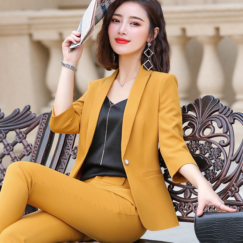 Naviu Mode Vrouwen Kleding Tweedelige Set Half Mouw Blazer En Slanke Broek Kantoor Dame Plus Size Formele werkkleding