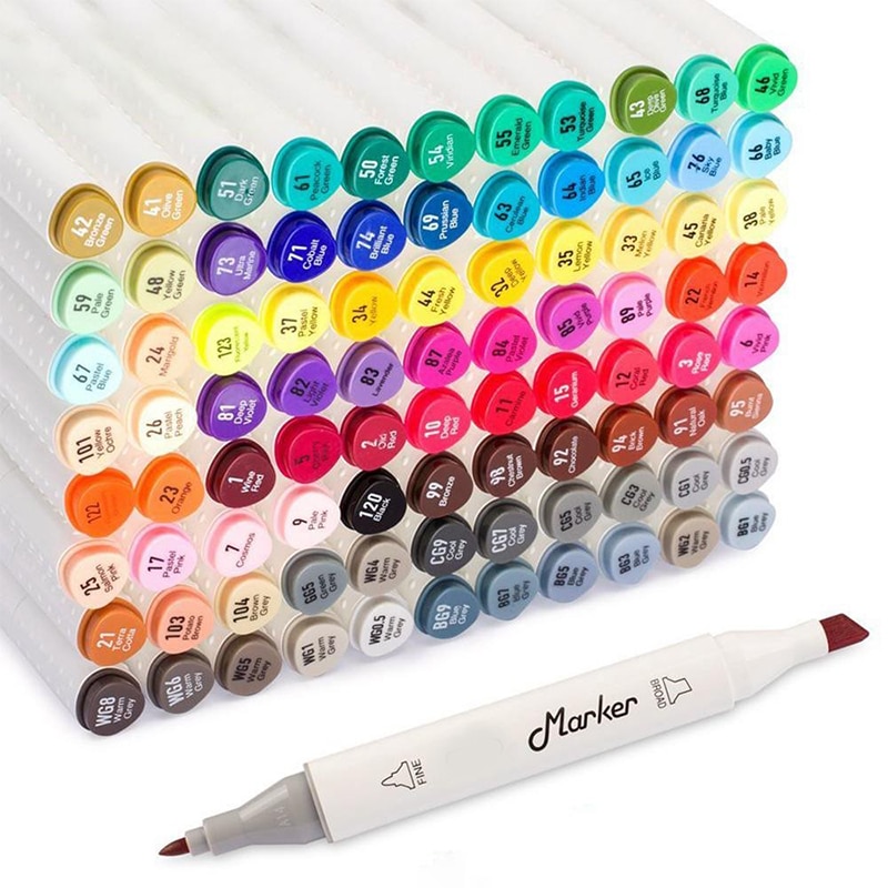 Art 80 Kleuren Dual Tip Art Markers, Permanente Marker Pennen Markeerstiften met Case Perfect voor Illustratie Volwassen Kleuring