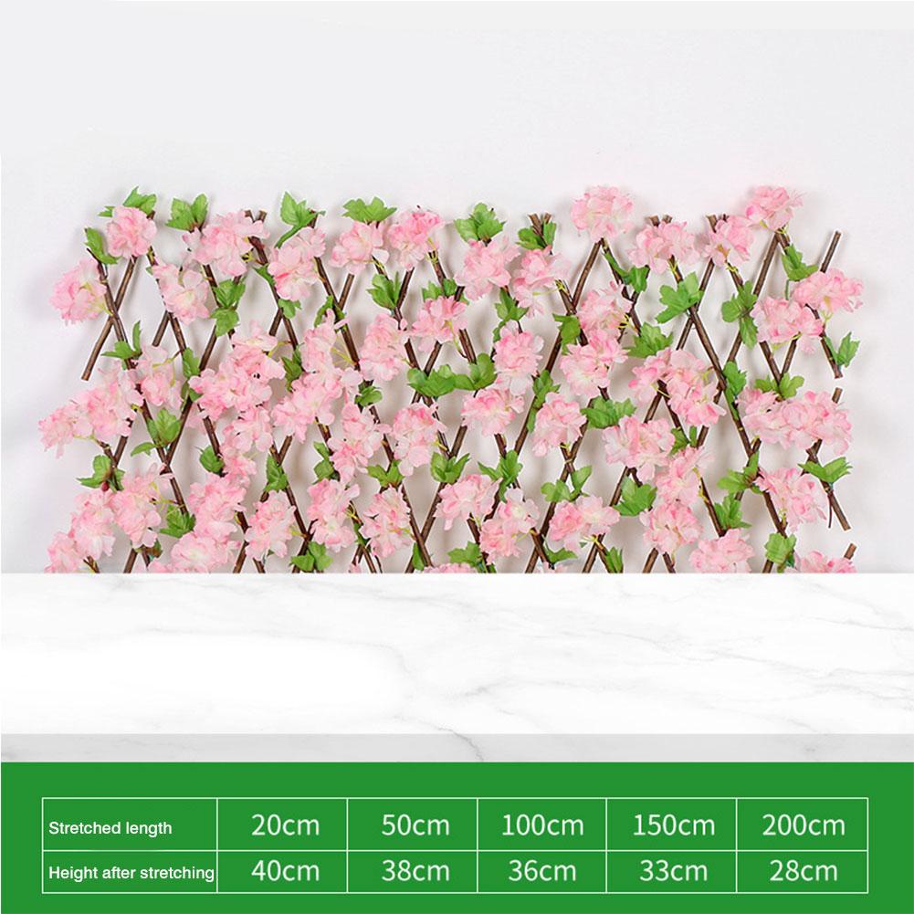 Wooden Privacy Fence With Artificial Flower Leaves Garden Decoration Screening Expanding Trellis Privacy Screen Fence: F