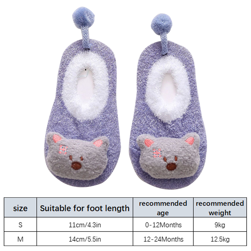 Winterbabysocken mit Karikatur-tiermotiven, rutschfest, weich und warm, für mädchen und jungen, kurze socken, babyaccessoires 0-2y