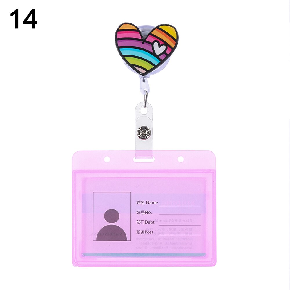 1Set Nette Cartoon Business Arbeit Karte Name Tags Krankenschwester Arzt ID Abzeichen Halter mit Versenkbare Reel Versenkbare Metall Clip: 14