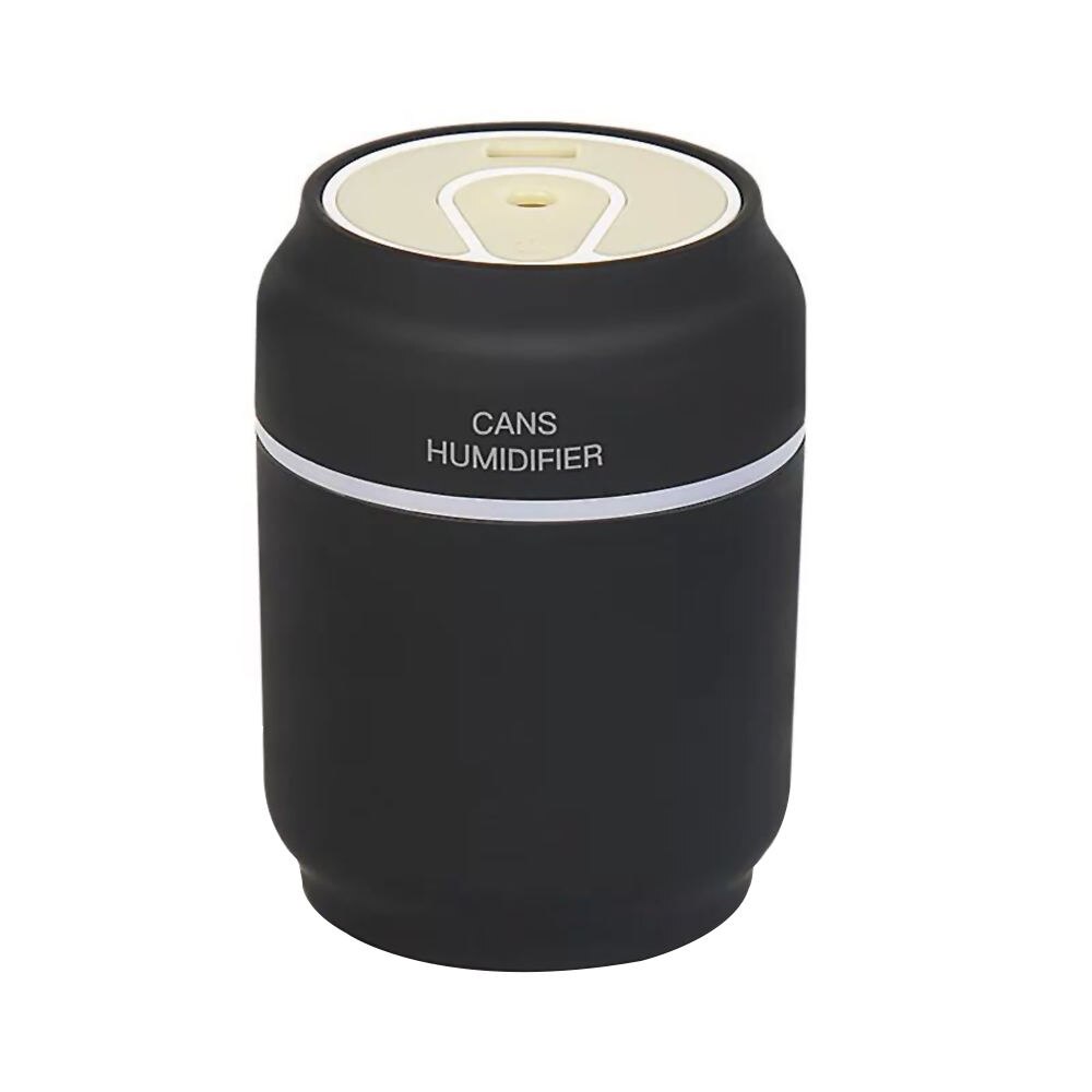 Multi-Function Home Humidifier Mist Diffuser 3-in-1 Can USB LED Light Fan Mini Desk Lamp Home Office Desk Decor Air Humidifier: Black