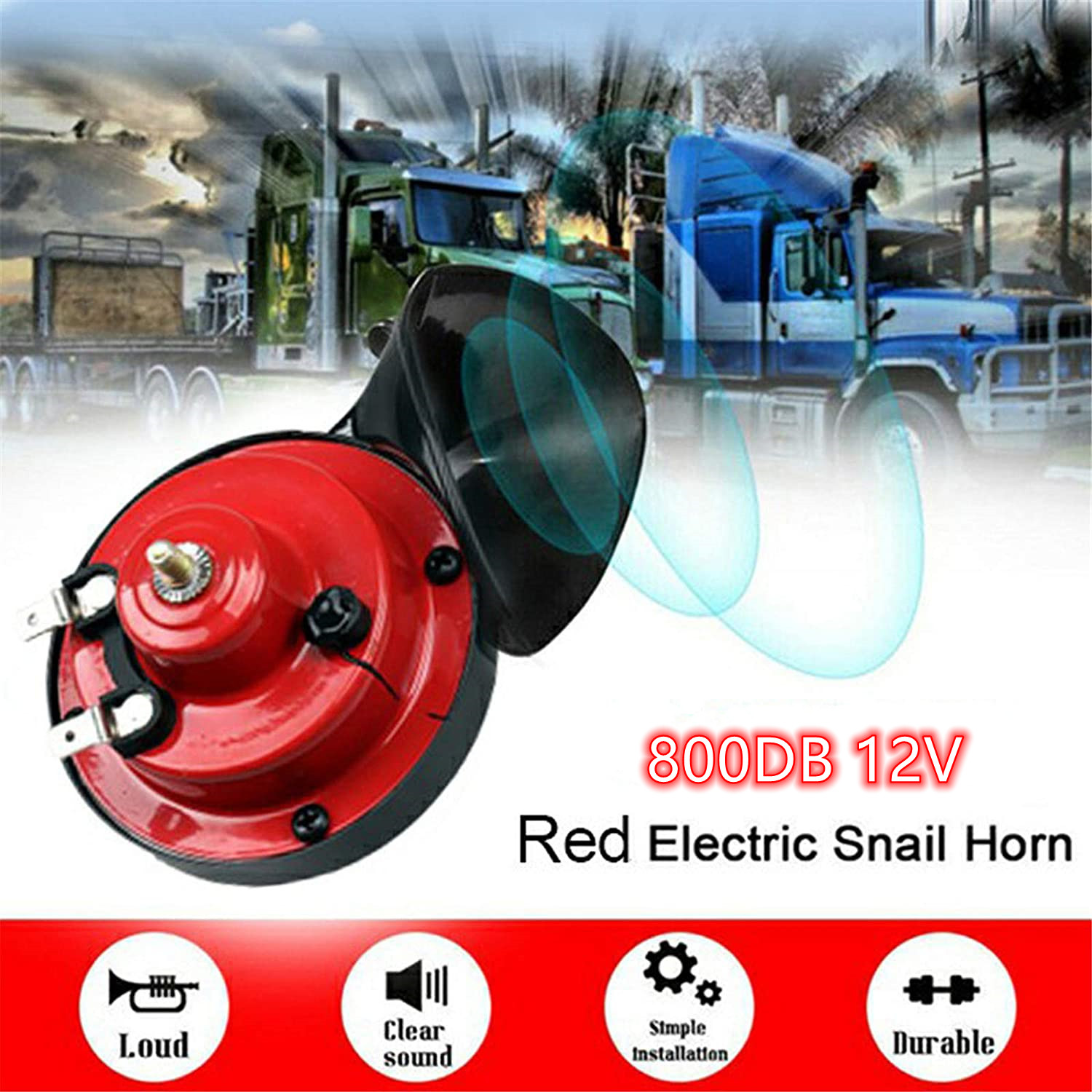 Bocina de caracol para coche, claxon eléctrico Universal de 12V y 800DB, de doble tono, Ultra alto, Decibel, alto y bajo, resistente al agua y duradero, 2 uds.