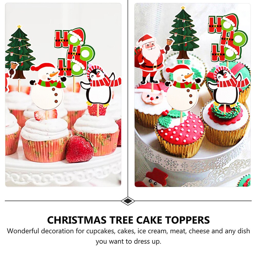 20pcs Cake Toppers Christmas Snowman Cake Toppers Cupcake Decor Party Ornaments