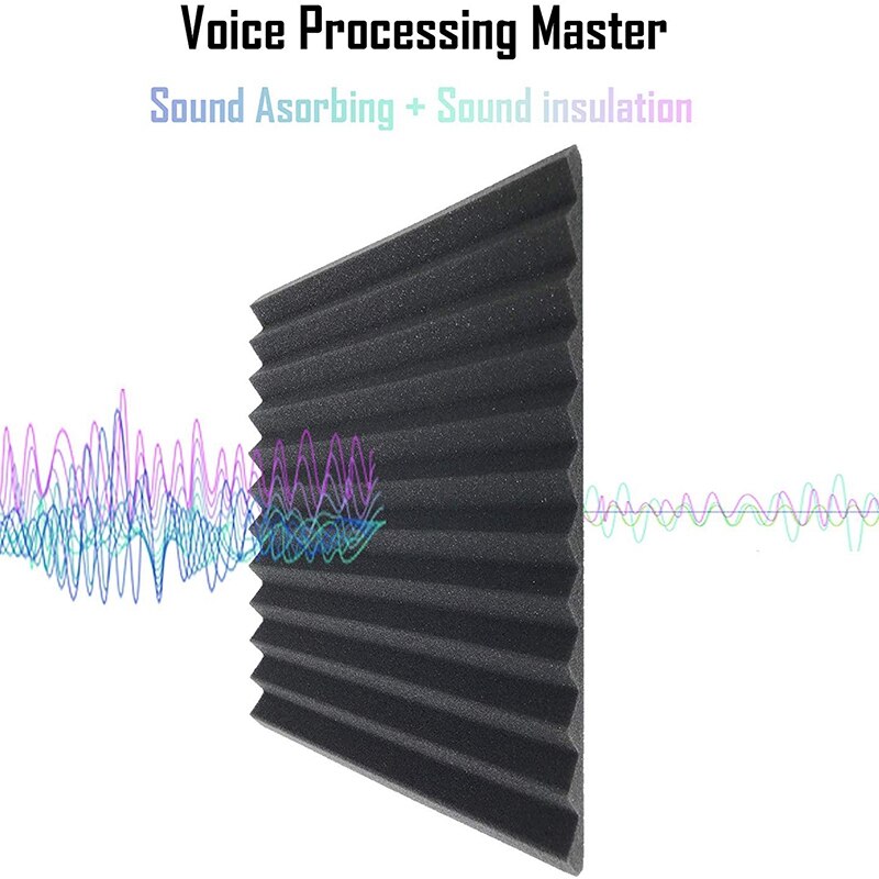 12 Pcs Zwarte Akoestische Panelen Geluidsisolatie Foam Akoestische Tegels Studio Schuim Geluid Wiggen 2.5X30X30Cm