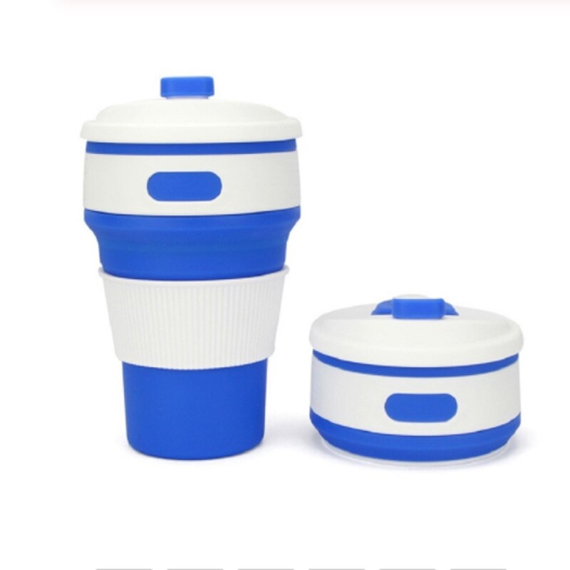 Outdoor Draagbare Koffie Kopje Inklapbare Siliconen Inklapbare Water Cup Drinkbeker Thee Beker Bier Mok Reizen: Blauw